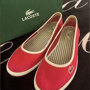 Lacoste Loafers, Red Marthe Lacoste shoes for Women